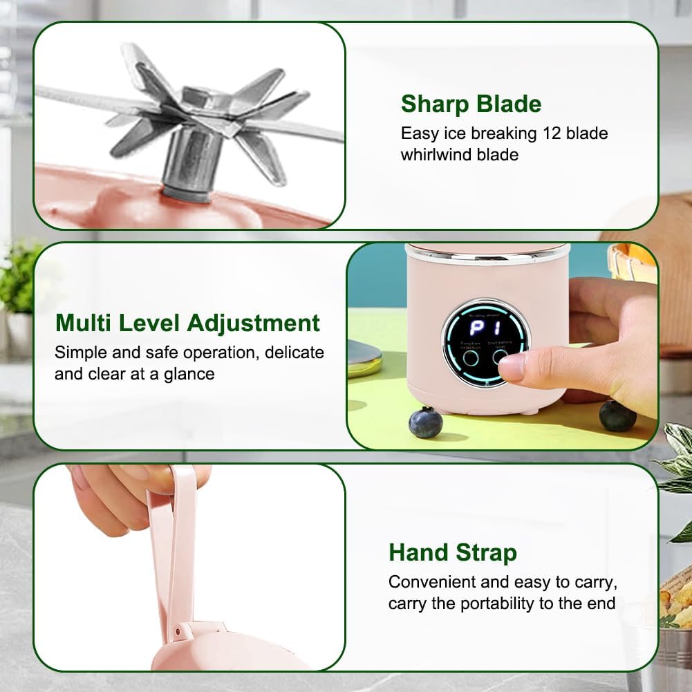 Tragbarer Mixer Smoothie Maker 700ml Mini-Mixer für Smoothies und Shakes Mini-Standmixer mit 12 Rost