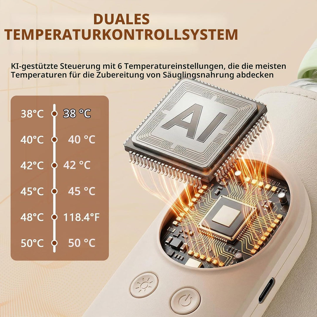 Flaschenwärmer Baby Unterwegs, tragbarer flaschenwärmer baby mit 6 Einstellbare Temperatur 38-50℃ US