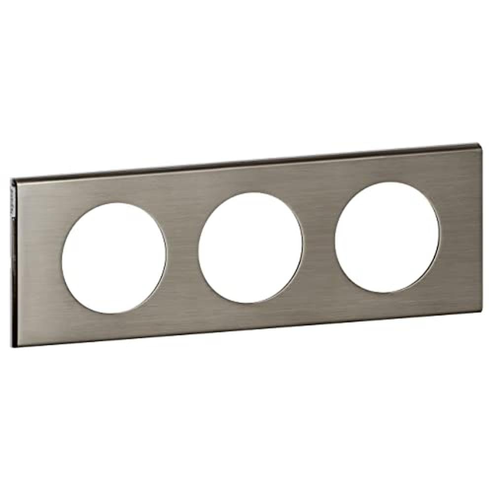 Legrand Céliane2 Rahmen für 3 Steckdosen, grau, LEG69103 Gebürsteter Stahl, Gebürsteter Stahl