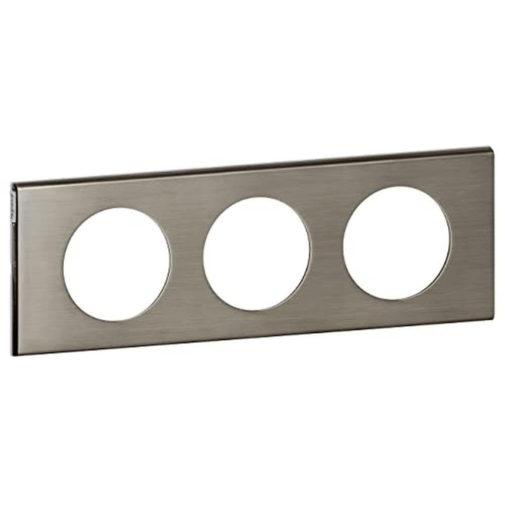 Legrand Céliane2 Rahmen für 3 Steckdosen, grau, LEG69103 Gebürsteter Stahl, Gebürsteter Stahl