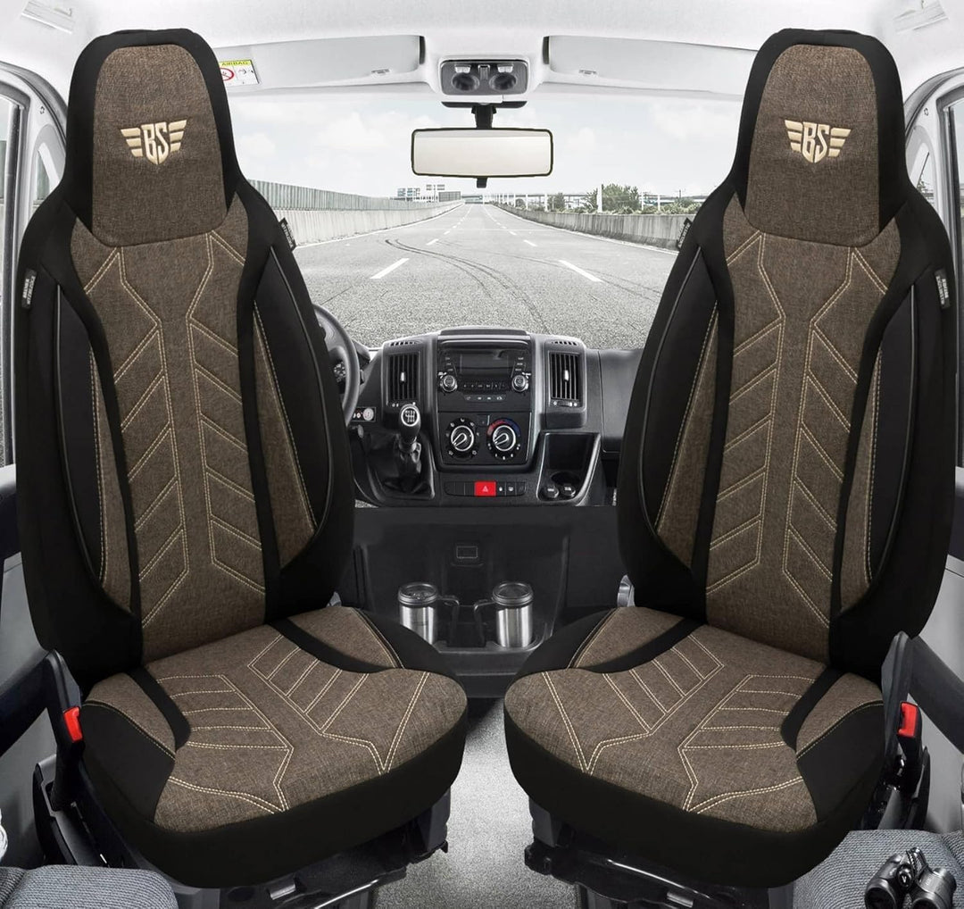 BREMER SITZBEZÜGE Mass Sitzbezüge Schonbezüge für Skoda Fabia 1 PLKT212 PLKT212 - Schwarz/Braun Fabi