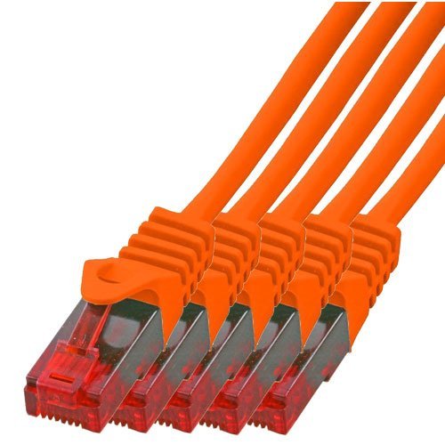 BIGtec - 5 Stück - 20m Gigabit Netzwerkkabel Patchkabel Ethernet LAN DSL Patch Kabel orange (2x RJ-4