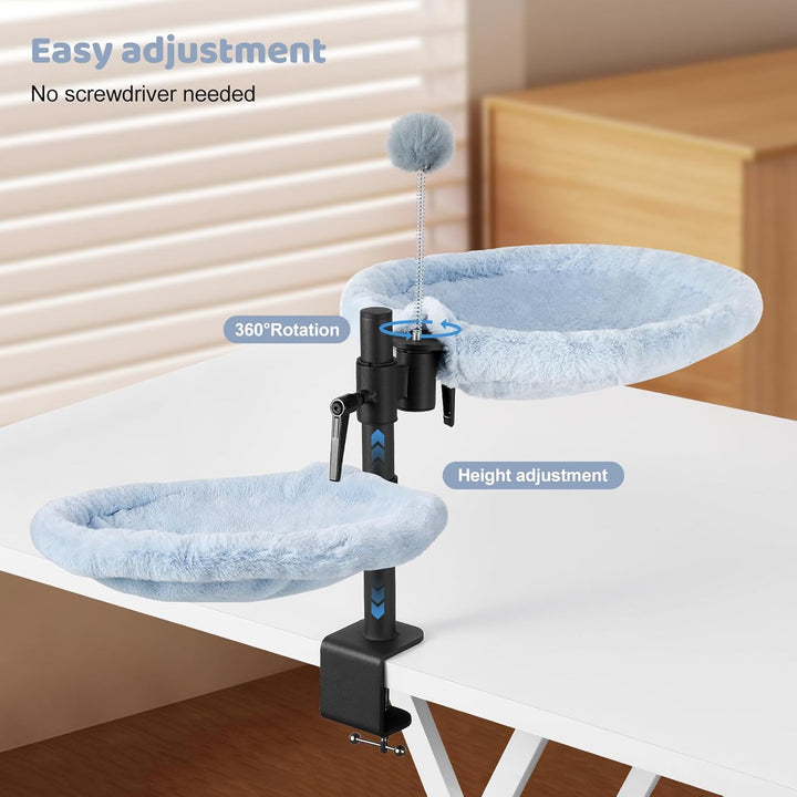 Odoland Katzenbett für Schreibtisch - 360° drehbar & höhenverstellbar, weiches Katzenhängematte mit