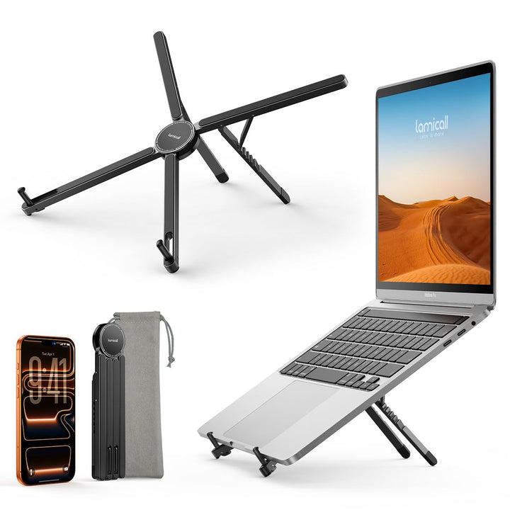 Lamicall Laptop Ständer, Laptopständer für Schreibtisch, Faltbar &amp; Tragbar | [SUPER Leicht &amp; Kompatk