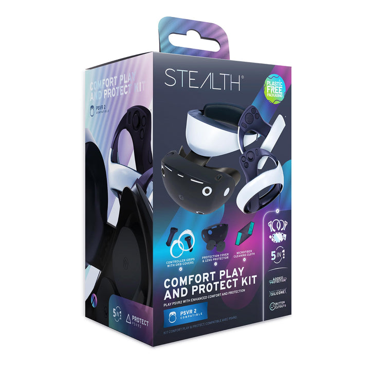 STEALTH Comfort Play & Protect Kit für PS VR2 - mit Silikon Linsenschutz, Silikon Schutzhaube, Mikro