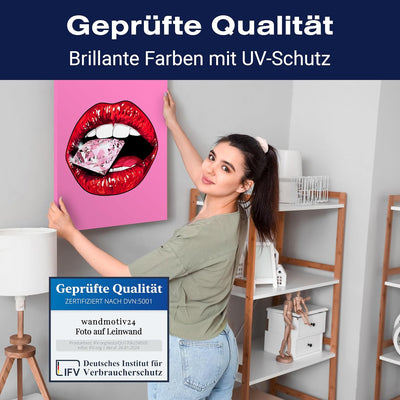 wandmotiv24 Leinwandbild 260 g/m² - Kunstdruck auf Leinwand - Wandkunst - Wandbild mit Frauen Lippen