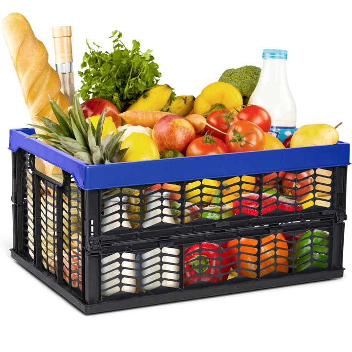 Novaliv Einkaufskorb Klappbox 30L Blau Schwarz faltbar stabil Klappkorb Tragebox Klappkiste Kitchen