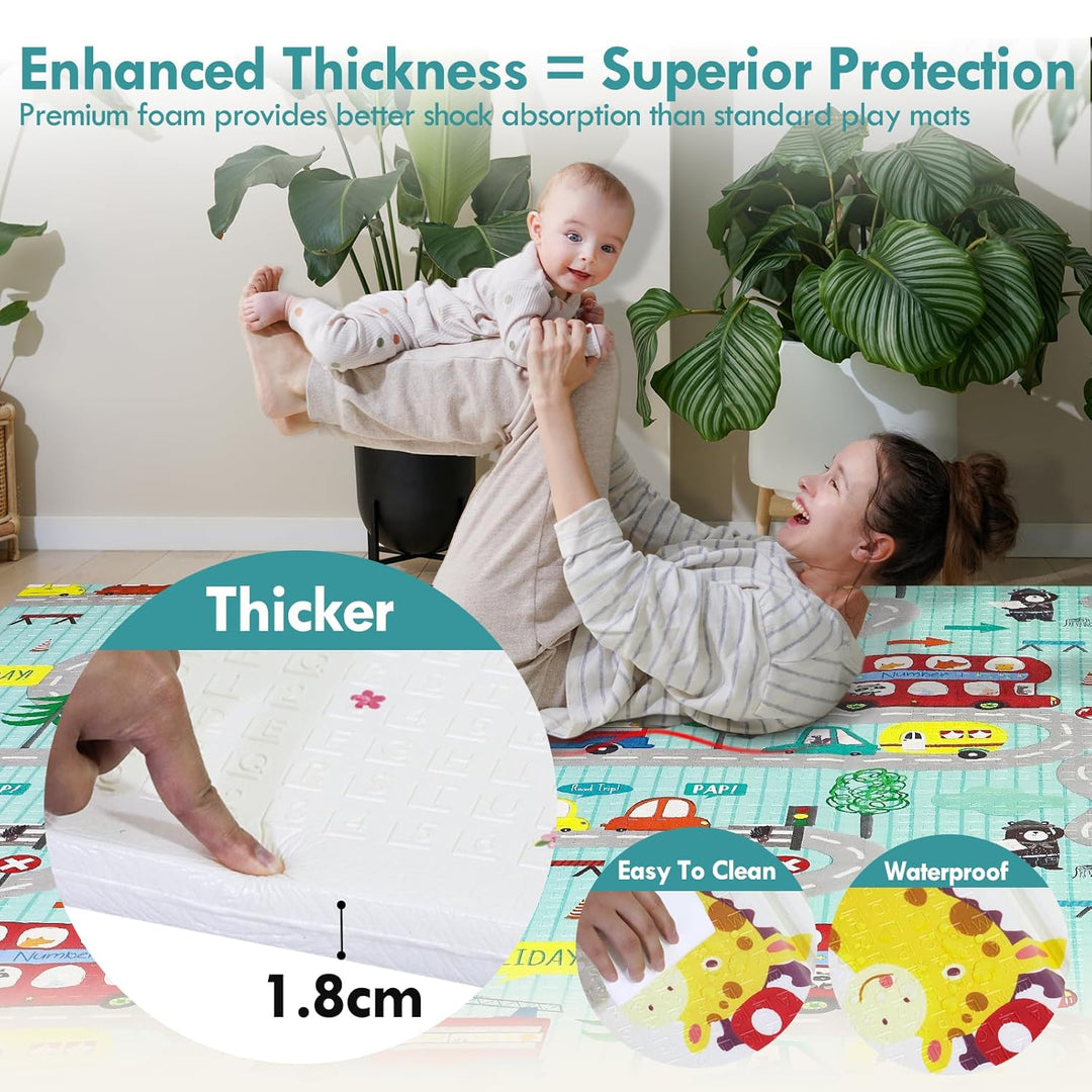 CCLIFE Krabbelmatte Baby Spielmatte Kinder 196x175x1.8cm Faltbar Spielteppich Spielunterlage Gross R