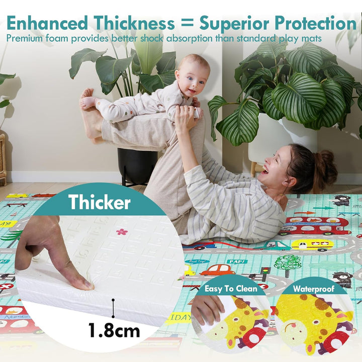 CCLIFE Krabbelmatte Baby Spielmatte Kinder 196x175x1.8cm Faltbar Spielteppich Spielunterlage Gross R