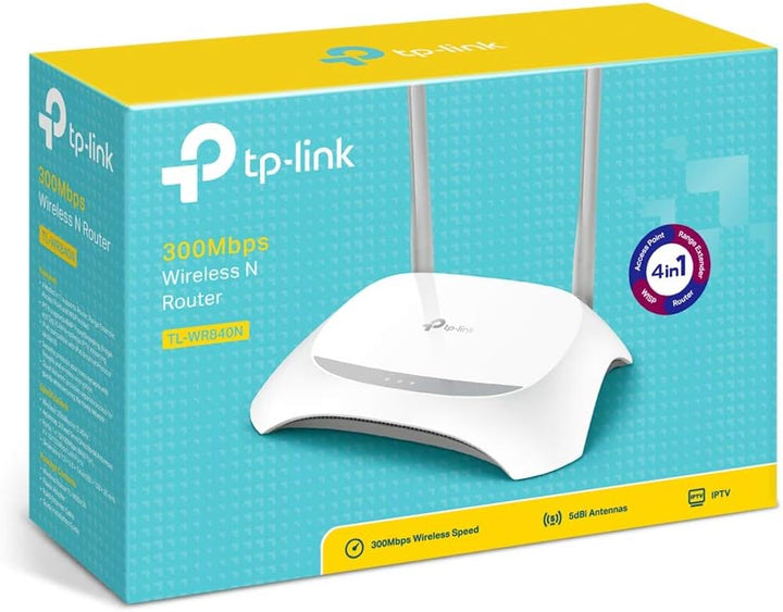 TP-Link TL-WR840N N300 WLAN Router (300Mbit/s (2,4GHz), 4 x 10/100Mbit/s LAN Ports, IPv6, 2 externe