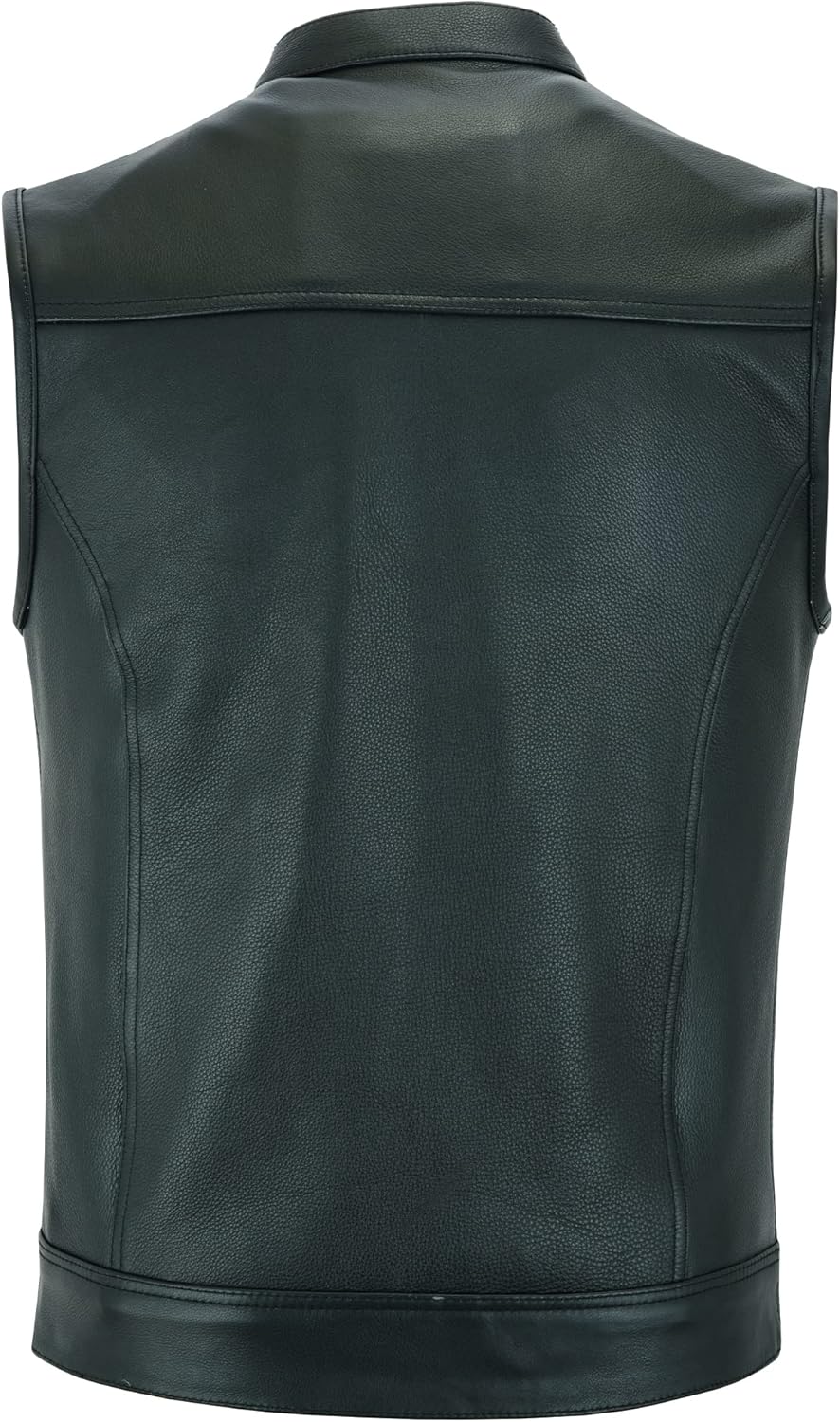 Leatherick Groove Club Herren-Motorradweste aus schwarzem Leder – Bikerweste 46 Schwarz (schwarze Fa