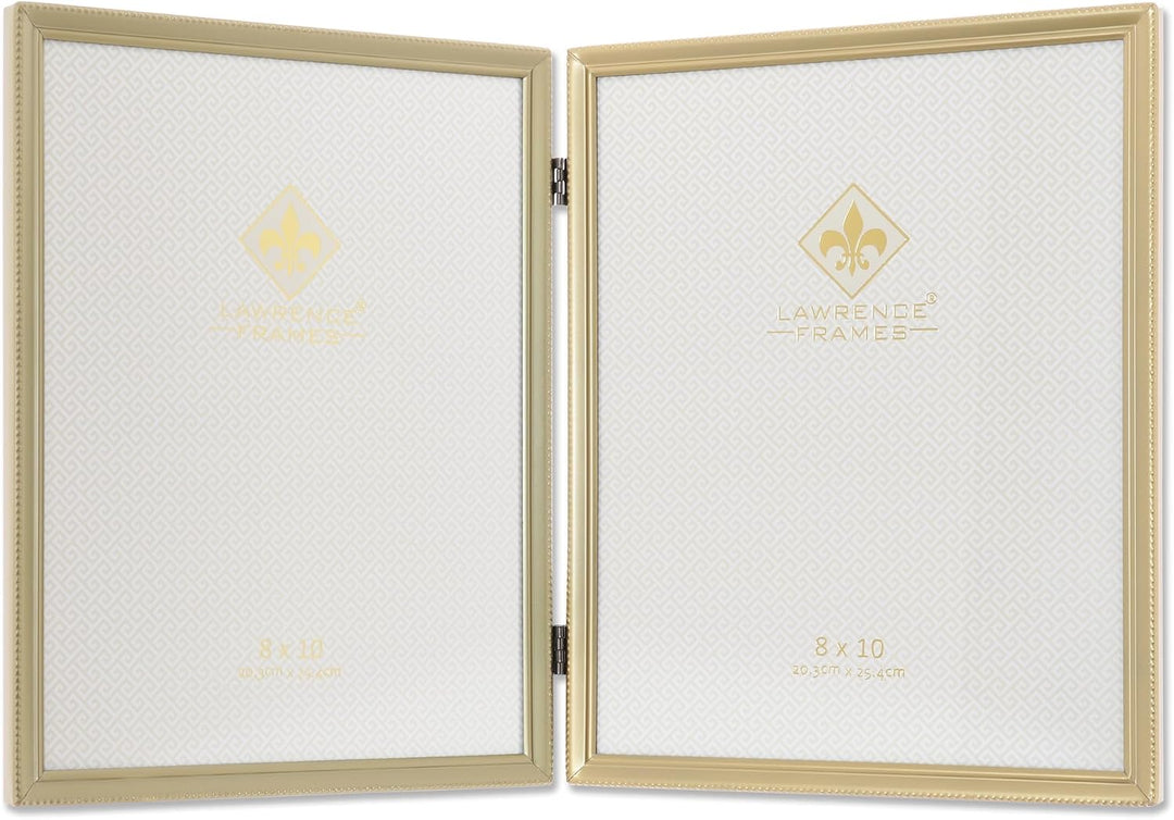 Lawrence Frames Doppel-Bilderrahmen, 20,3 x 25,4 cm, Antik-Messing, Goldfarben satiniert Goldfarben