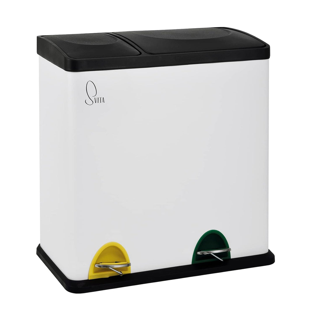 SVITA TC2Combo35 Mülleimer 35Liter Stahl (Weiss), Weiss