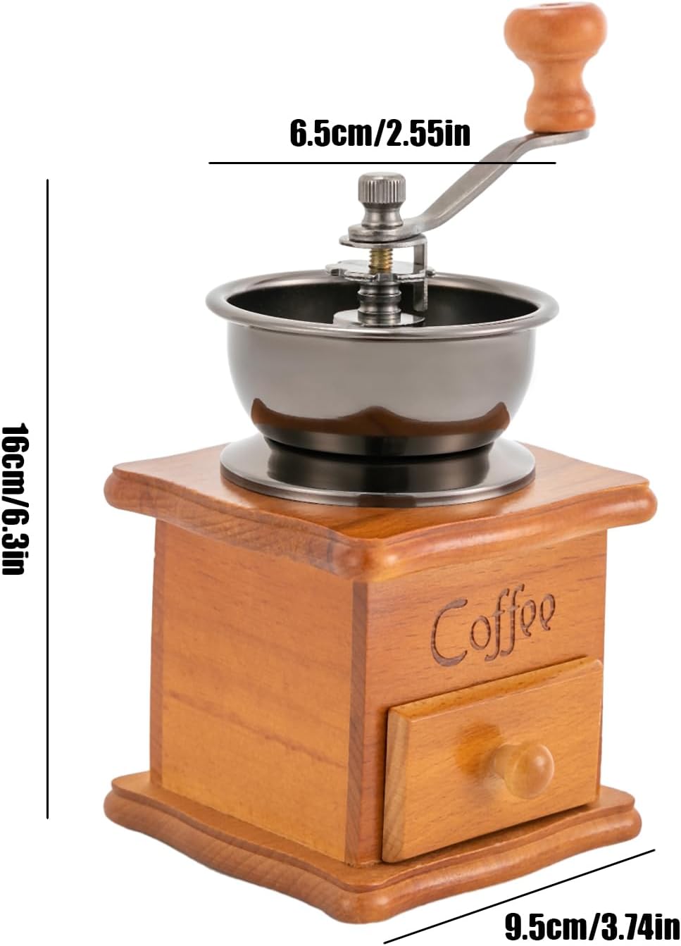Manuelle KaffeemüHle,Vintage Holz KaffeebohnenmüHle, Verstellbarer Mahlgrad KaffeemüHle Handkaffeemü