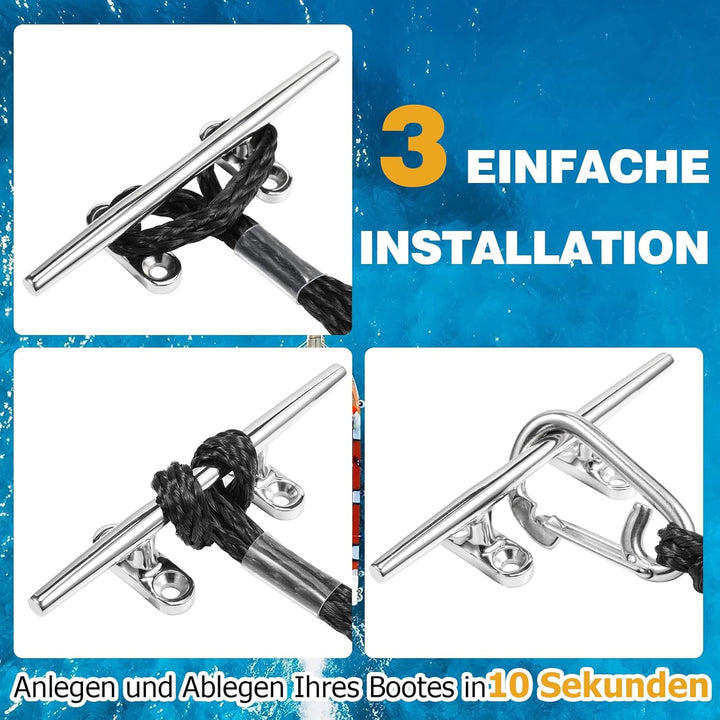 Bungee Boat Dock Line mit 316 Edelstahlclip Bootszubehör,213cm Anlegeleine für Boote, PWC, Kajak, Se