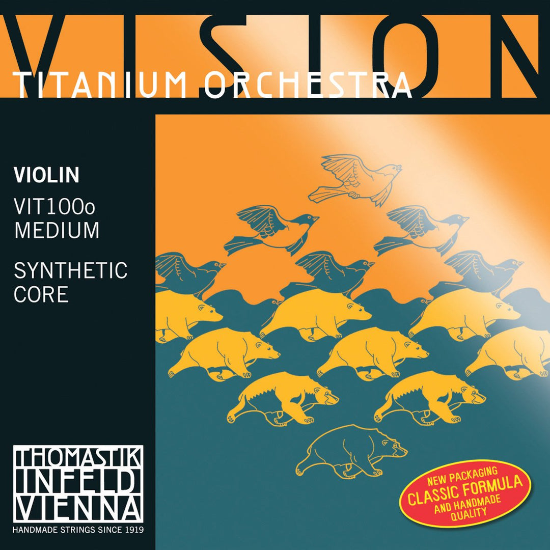 Thomastik 634249 Saiten für Violine Vision Titanium Orchestra Synthetic Core, Satz 4/4 Mittel mit E