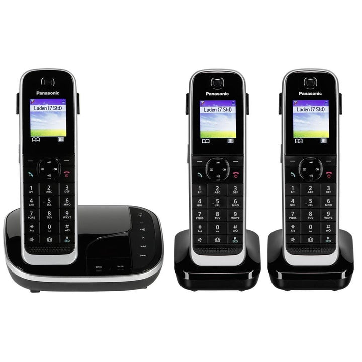 Panasonic KX-TGJ323GB Familien-Telefon mit Anrufbeantworter (schnurloses Telefon mit 3 Mobilteilen,