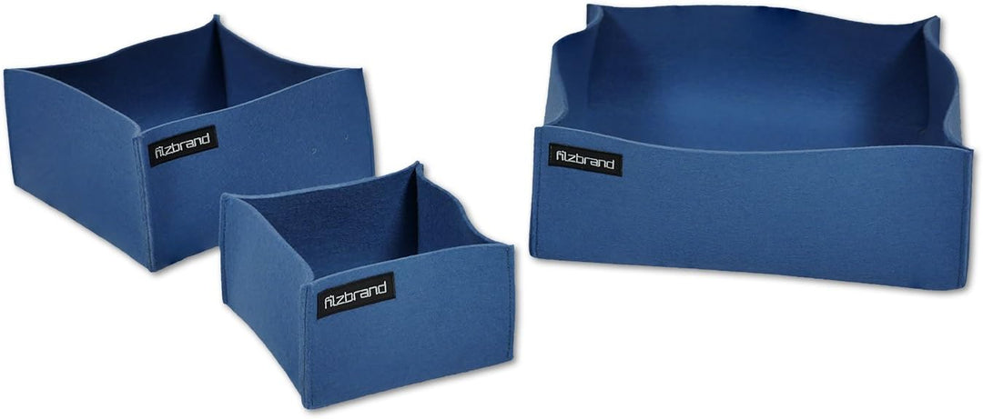 Dekoschale / Korb aus Designfilz von filzbrand, gross, mittelblau, Mittelblau