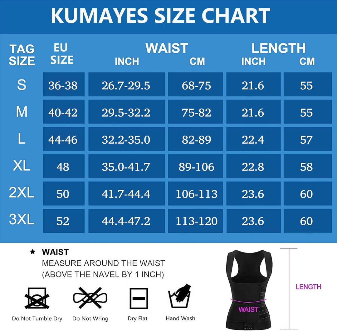 KUMAYES Sauna Weste Damen mit Bauchweggürtel Neopren korsett damen bauchweg waist trainer shapewear