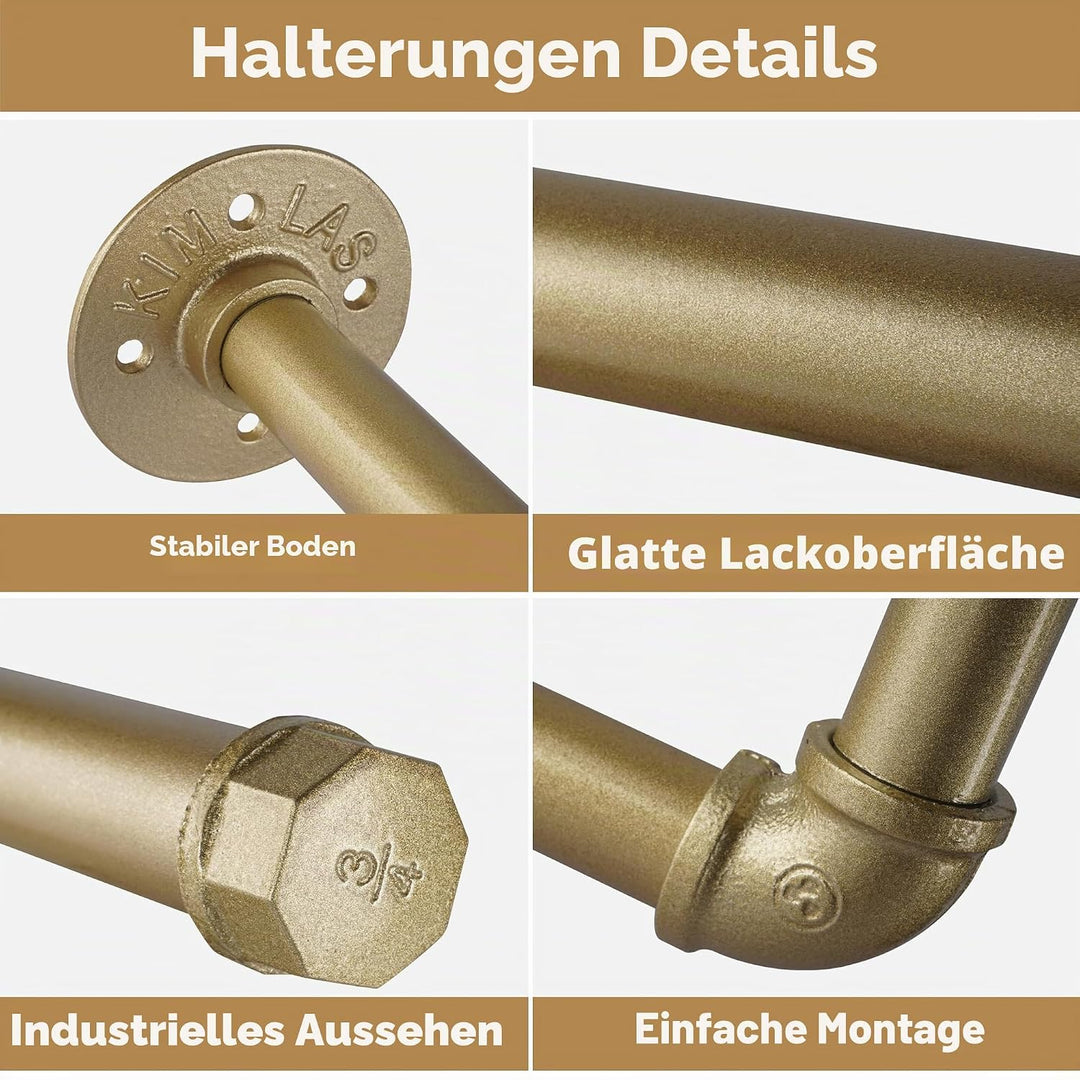 AddGrace Röhrenförmige Kleiderständer 2 x 18 Zoll abnehmbare Kleiderständer DIY Wand montiert indust