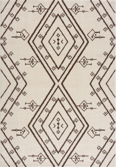 payé Teppich Wohnzimmer Ethno Berbermuster - Cream 140x200cm - Hochflor weich Boho Schlafzimmer Flur