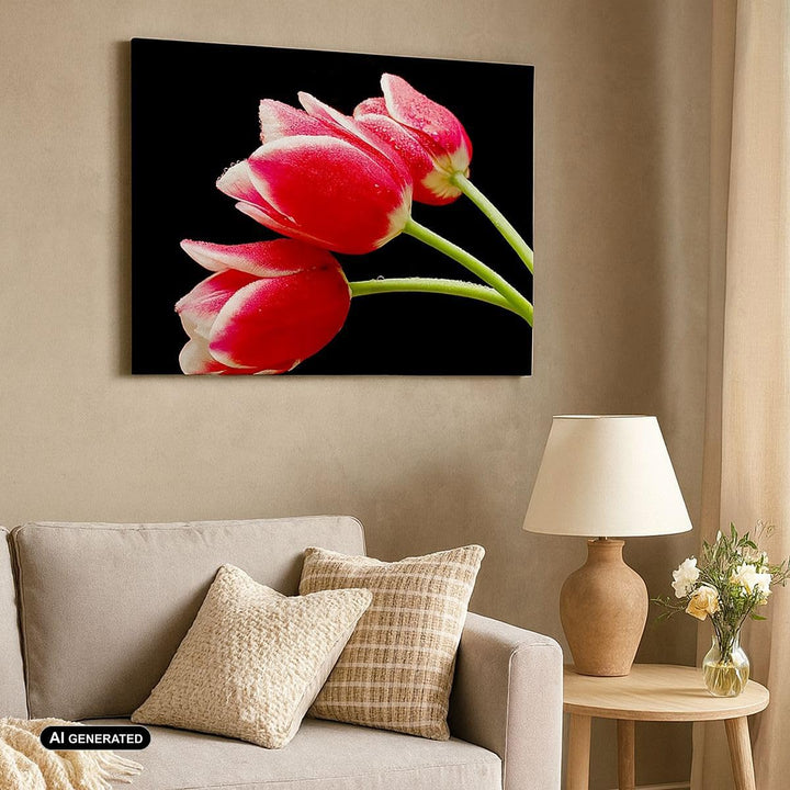 Bilder auf Leinwand 100x70cm Leinwandbild Tulpe garten blume blumenstrauss Gross Wanddeko Bild Schla