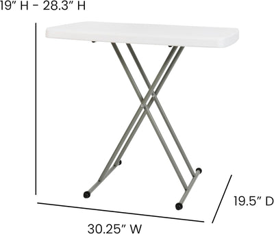 Flash Furniture Elon Klapptisch – Granitweiss – Höhenverstellbar – 76,2 cm – TV-Tablett – Laptoptisc