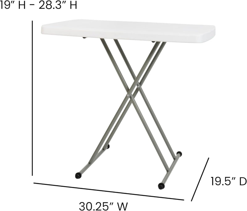 Flash Furniture Elon Klapptisch – Granitweiss – Höhenverstellbar – 76,2 cm – TV-Tablett – Laptoptisc