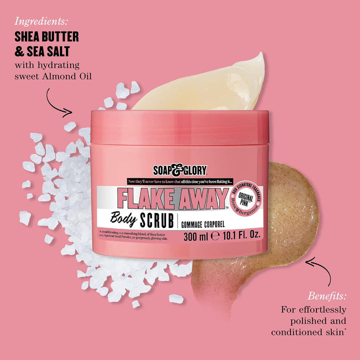 Soap &amp; Glory FLAKE AWAY Körperpeeling 300 ml - Entfern von abgestorbenen Hautzellen und Verbesserung