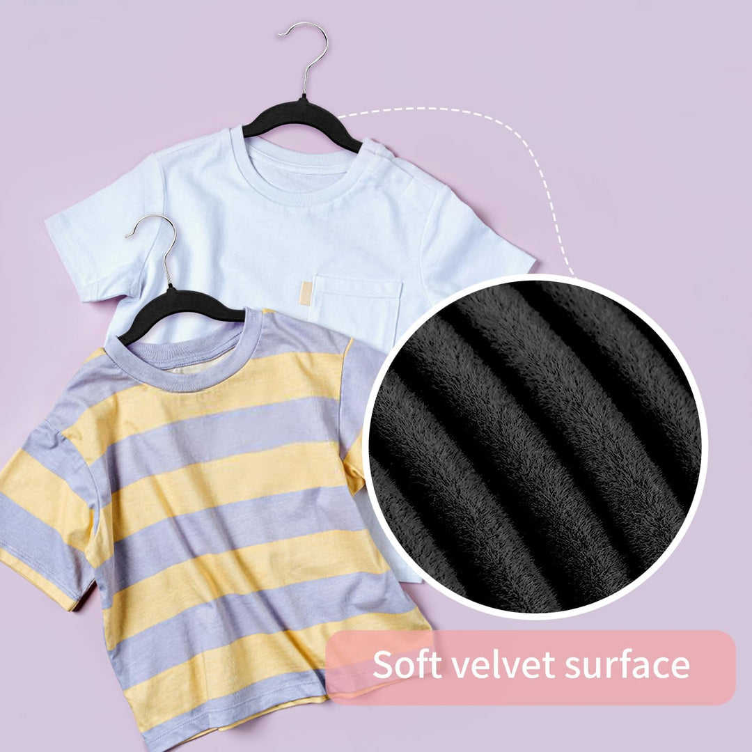 MangoKit 35 cm Samt-Kleiderbügel für Kinder, rutschfeste Kinder-Kleiderbügel, ultraschlanke, 32 Stüc