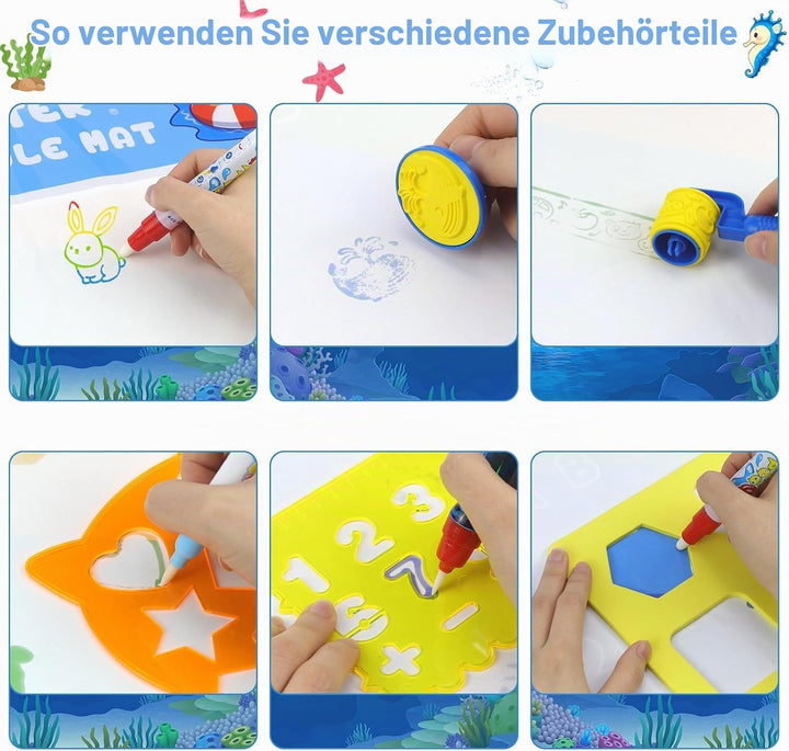 Wasser Doodle Matte,80 x 100 CM Magic Doodle Matte, Aqua Magic Doodle Malmatte,Wiederverwendbare Dra