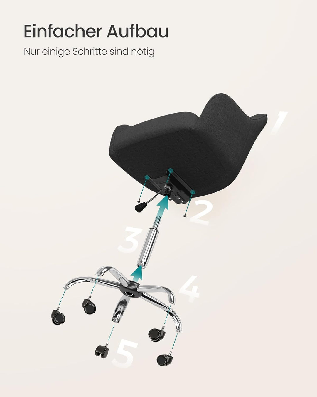 SONGMICS Homeoffice Stuhl, Drehstuhl, Schreibtischstuhl, höhenverstellbar, bis 110 kg belastbar, atm