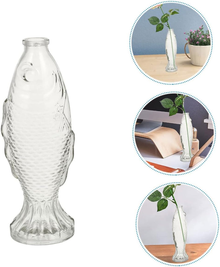 YARNOW Fischvase Aus Glas Mittelstück Pflanzenvase Klare Wunschflasche Vase Mit Blumenhalter Glasvas