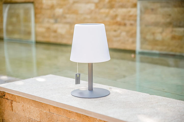 greemotion LED-Solar-Tischleuchte Outdoor, grau, Akku Tischlampe dimmbar