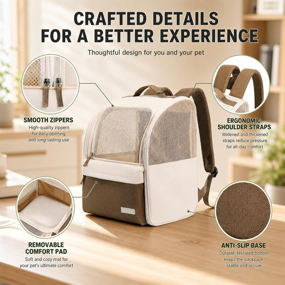 Katzenrucksack Hunderucksack für Kleine Haustiere 2-8kg, 600D Verschleissfestes Oxford-Gewebe, Atmun