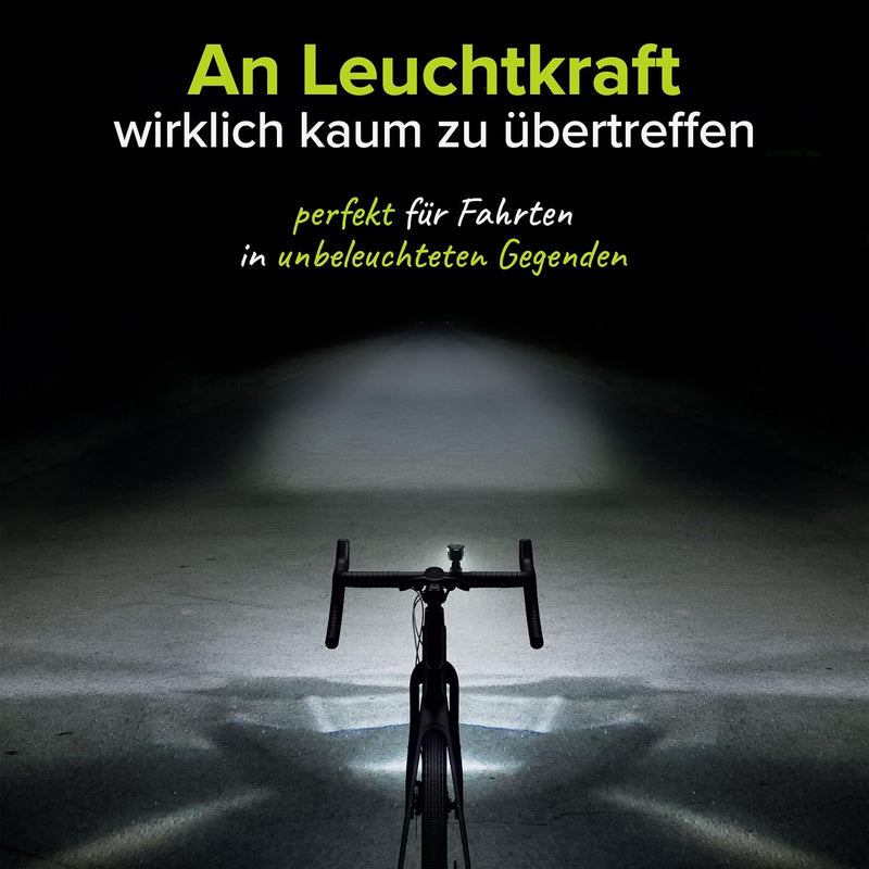 VELMIA Fahrradlicht Vorne StVZO zugelassen mit besonders starker Ausleuchtung und 8,5h Leuchtdauer I