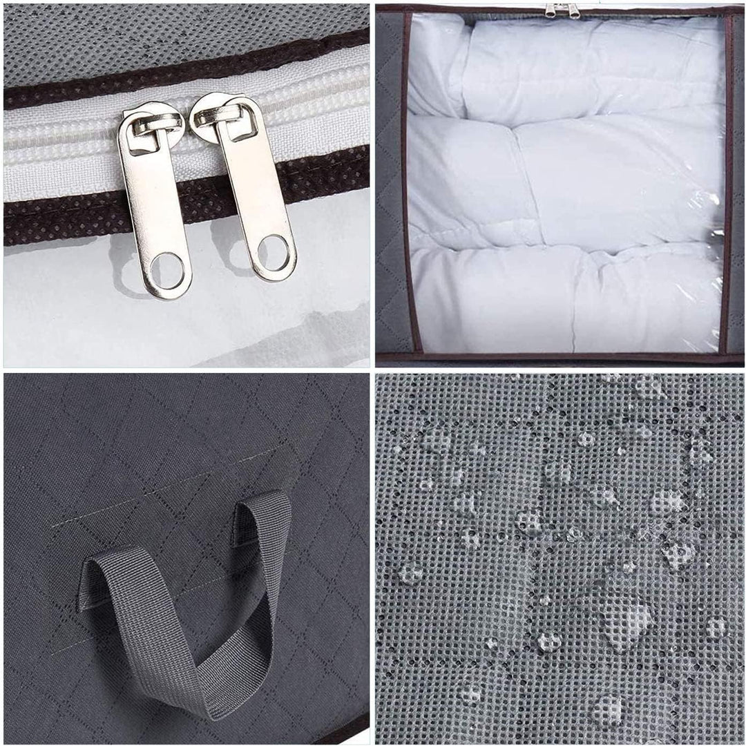 AIOR 6 Stück 90L Gross Aufbewahrungstasche, Faltbare Unterbett Kleideraufbewahrung Schrank Organizer