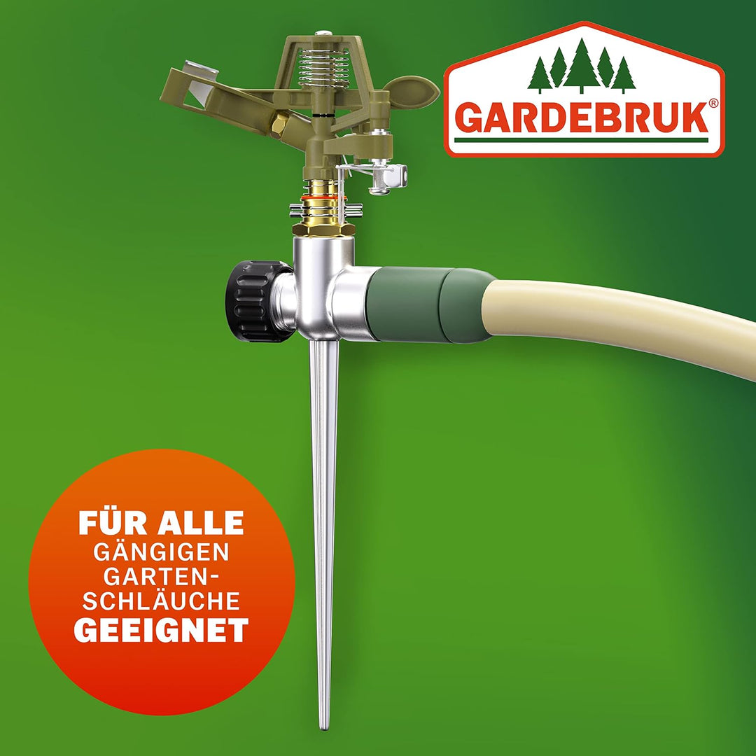 GARDEBRUK® Sprinkler Erdspiess Sprengweite bis 24m Garten Impulsregner Rasensprenger Sektorenregner