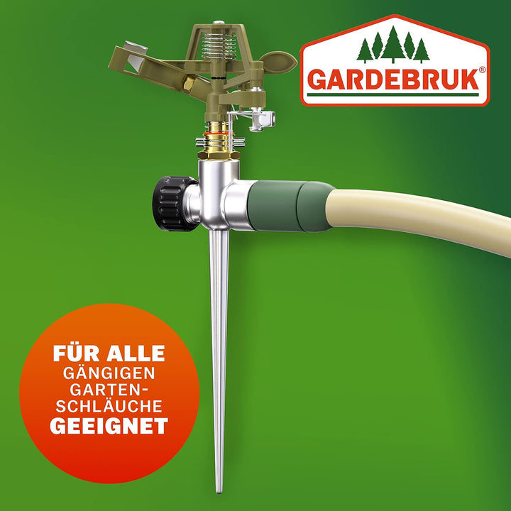 GARDEBRUK® Sprinkler Erdspiess Sprengweite bis 24m Garten Impulsregner Rasensprenger Sektorenregner