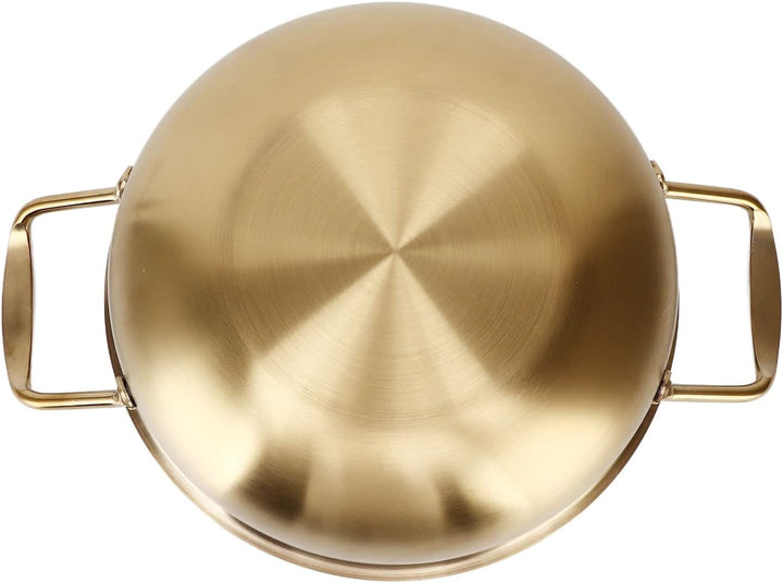 Koreanischer Nudeltopf, koreanischen Ramen Topf, 20cm Gold Edelstahl Hot Pot, Doppel Griff Edelstahl