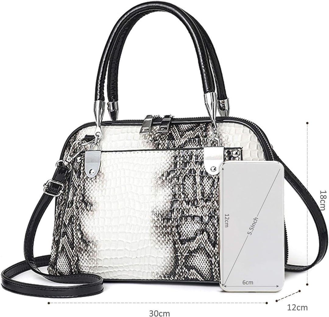 NICOLE &amp; DORIS Retro Handtasche für Frauen Schultertaschen Klassische Krokodil Umhängetasche PU Lede
