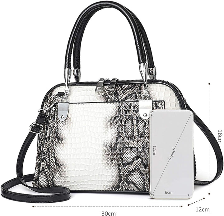 NICOLE &amp; DORIS Retro Handtasche für Frauen Schultertaschen Klassische Krokodil Umhängetasche PU Lede
