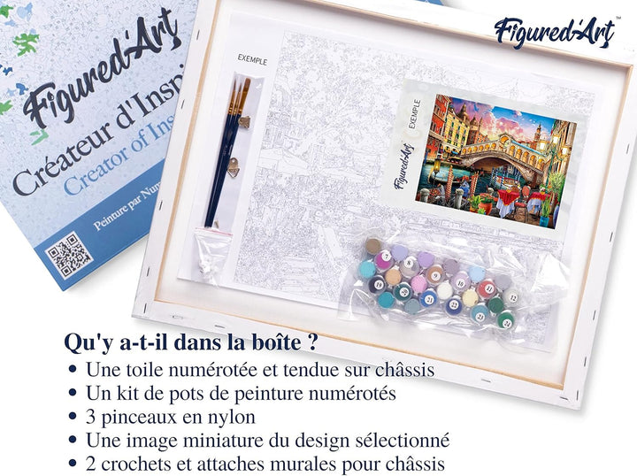 Figured'Art Malen Nach Zahlen Erwachsene Mit Rahmen Rialtobrücke - Paint by Numbers Basteln DIY Bast