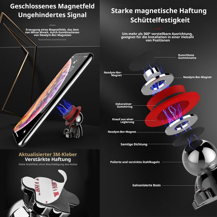 aokway Magnet Handyhalterung Auto – Lustige Mad Hatter Figur KFZ Handyhalter, 360° drehbar, Armature