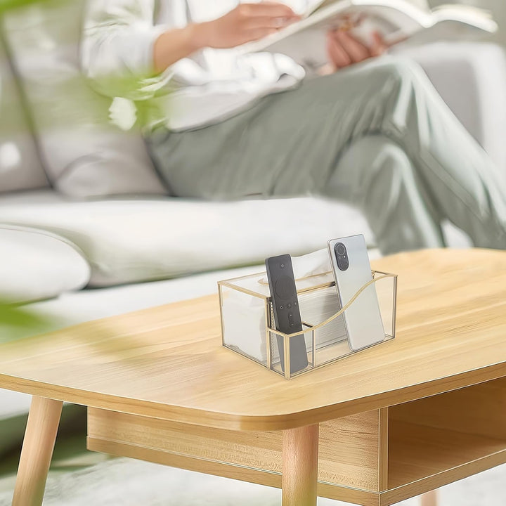 Taschentücher Box, SLHEQING Taschentuchbox Glas Kosmetiktücher Box Rechteckig Couchtisch Organizer,