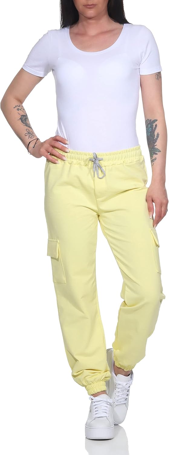ZARMEXX Damen Baumwoll Freizeithose Cargohose Jogginghose Sport Jogger Ladies Pants mit elastischem