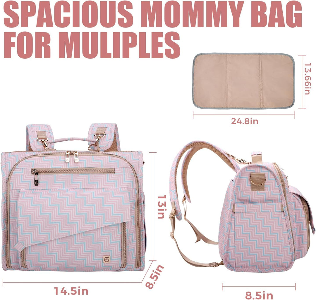 Allcamp Wickeltasche, gross, unterstützt Kinderwagen, umgewandelt in eine Tragetasche Rose, Rose