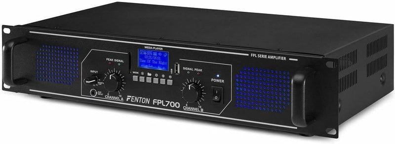 Fenton FPL700 PA Verstärker 700 Watt, 3 Kanal Endstufe, Digitalverstärker mit Bluetooth, AUX, USB, M