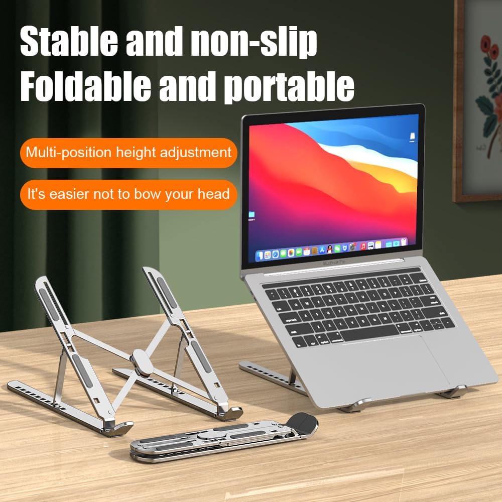 FBJ&Cunma Faltbarer Tragbarer Laptop Ständer, Aluminium Laptop Riser, Computer Ständer für Schreibti