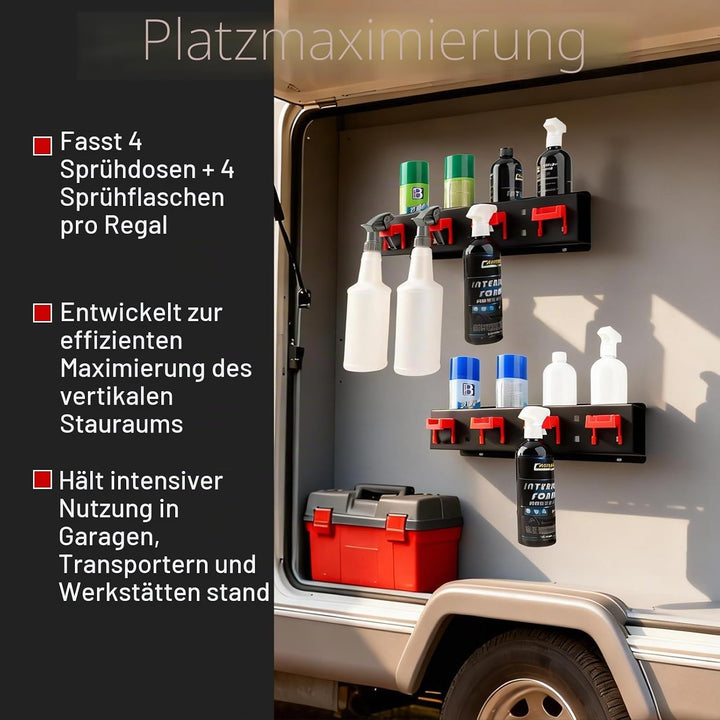 Sprühflaschenhalter 2 Stück, Sprühdosenhalter Spraydosenhalter, Stahl Wandregal Garagenwandregal mit